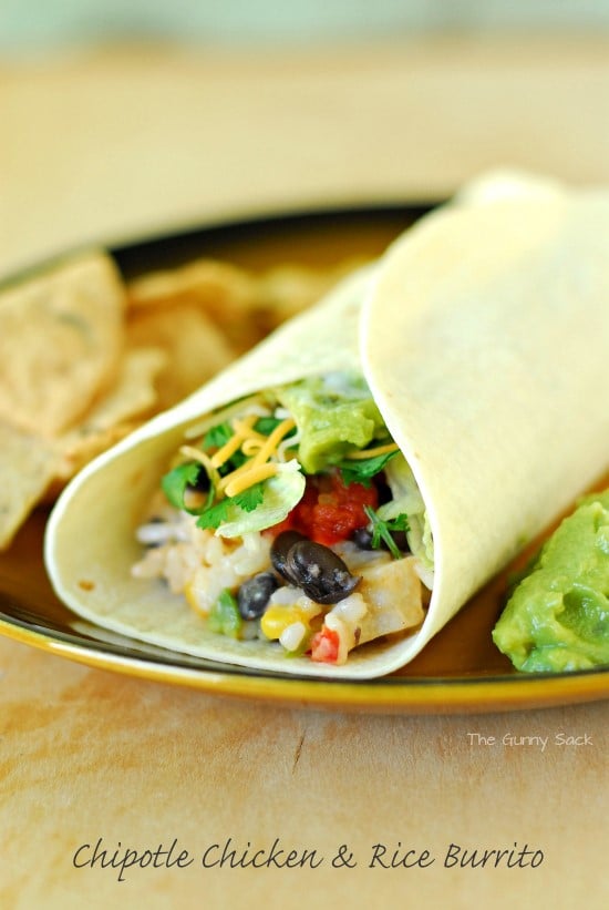 Easy Chipoltle Chicken and Rice Burritos