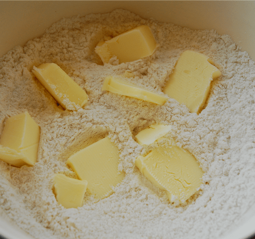 cubed butter in dry ingredients