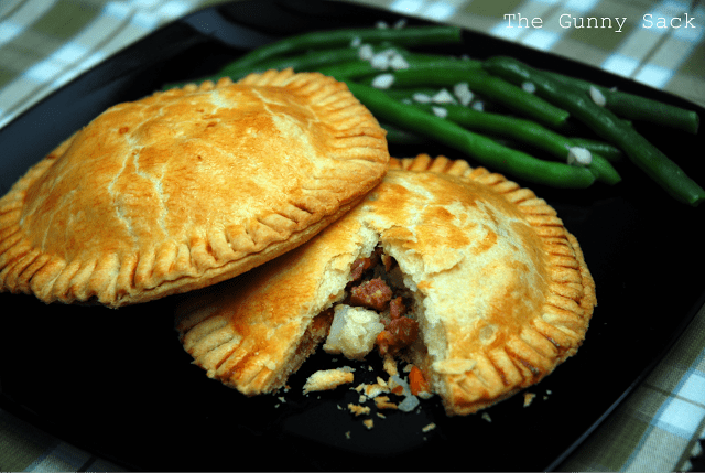 sausage pasty recipe plated with green beans