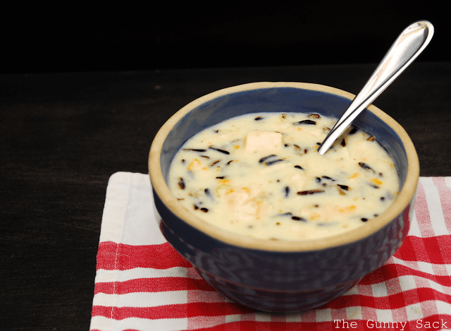 wild rice soup in bowl