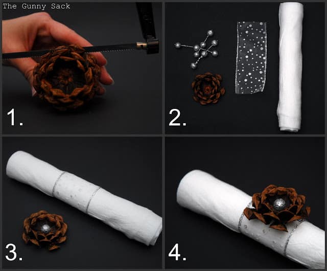 making pinecone napkin rings