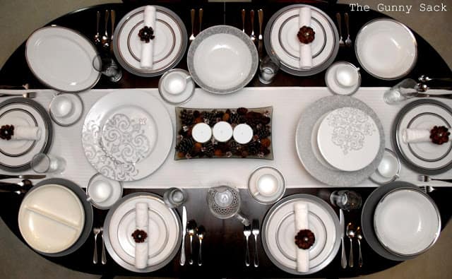 christmas tablescape from above