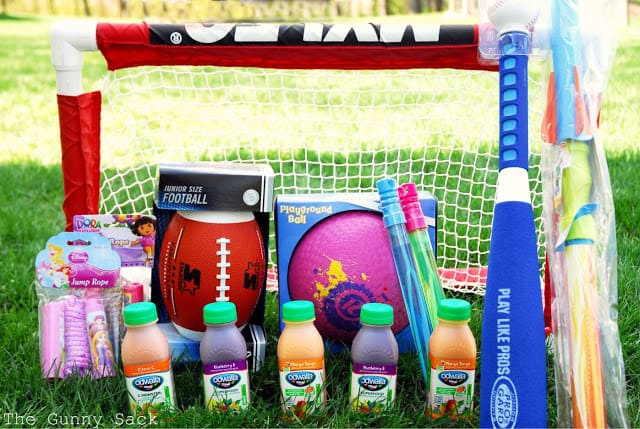 sports equipment and juice in grass