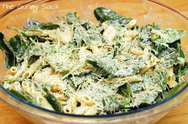 Spinach Penne Salad in bowl