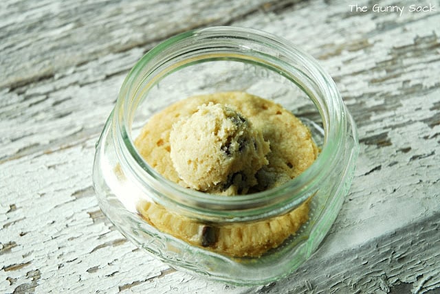 cookie dough ball on cookie in jar