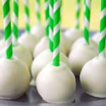 cake pops with paper straws.