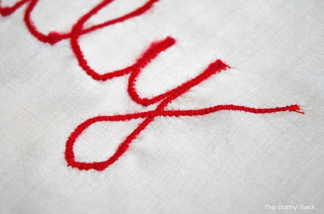 sew yarn onto fabric