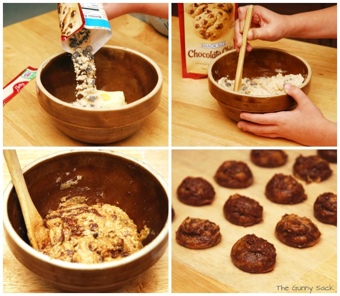 making cookie dough dippers collage