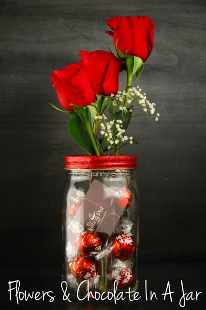 Flowers and Chocolate Gifts In A Jar