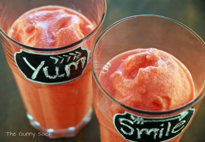Strawberry Smoothies in cups top view
