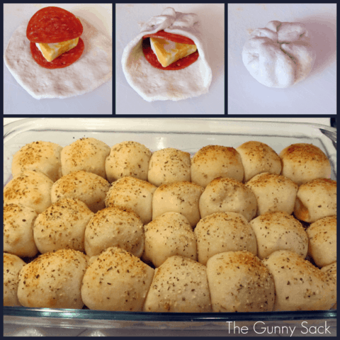 easy pepperoni pizza rolls photo collage of steps