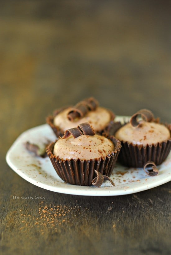 three nutella mousse cups on plate