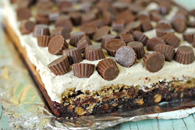 Peanut Butter Cup Bars layers