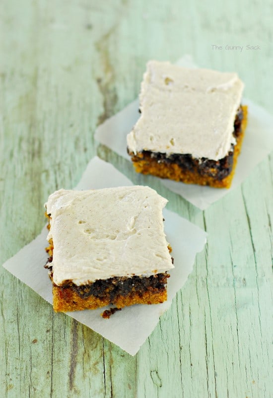 pumpkin nutella bars frosted