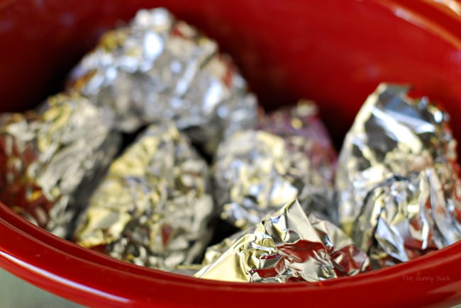 foil wrapped potatoes in slow cooker