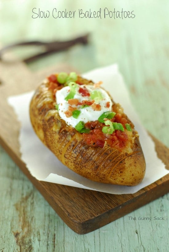 Slow Cooker Baked Potato with toppings