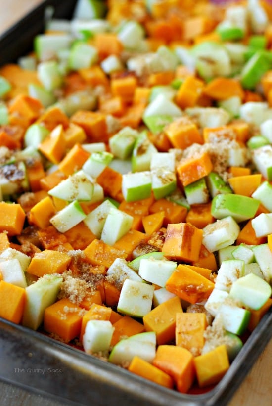 Butternut Squash and Apples on Pan