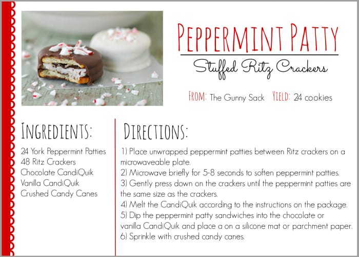Peppermint Patty Stuffed Ritz Crackers