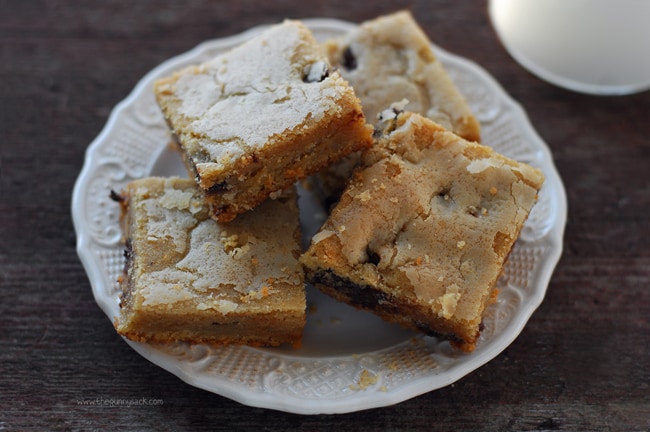 Chocolate Chip Cookie Bars on plate