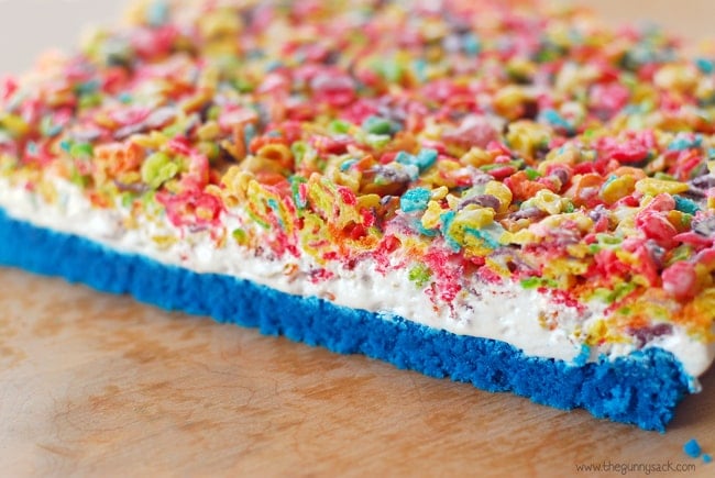 Cake Mix Bars with Rice Krispies Treats On Top Make the Best Ooey Gooey Bars