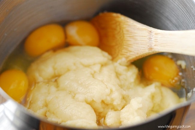 eclair dough in pot