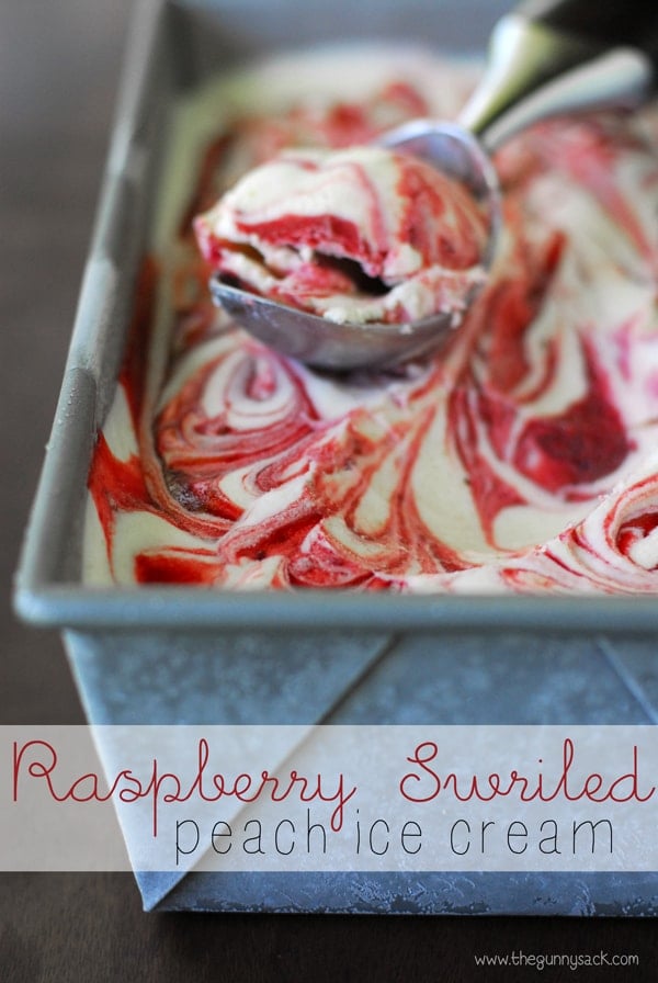 Raspberry Swirled Peach Ice Cream