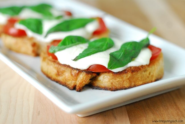 grilled margherita sandwiches on a platter