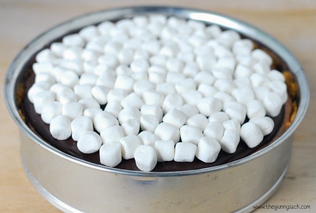 Marshmallows on No Bake S'mores Cheesecake