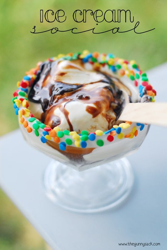 ice cream sundae in bowl with sprinkles