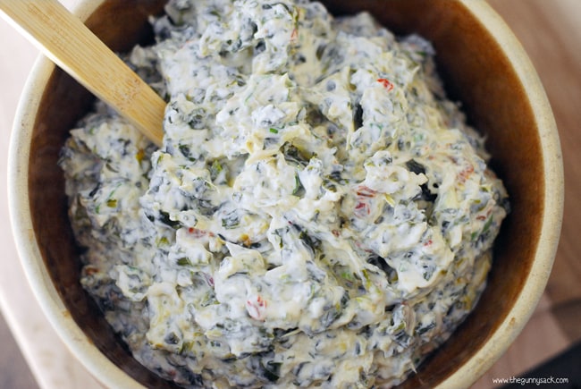 Spinach and Artichoke Dip in bowl