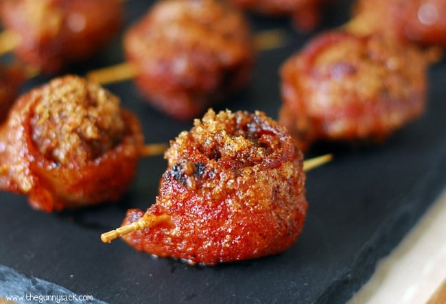 Sweet And Spicy Bacon Wrapped Meatballs