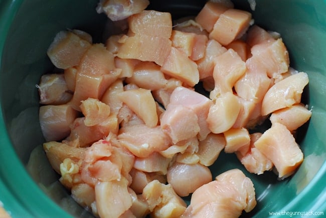 cubed chicken in slow cooker