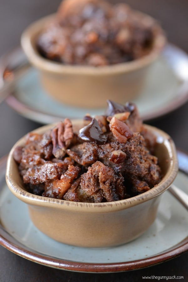 Chocolate Bread Pudding in Bowls