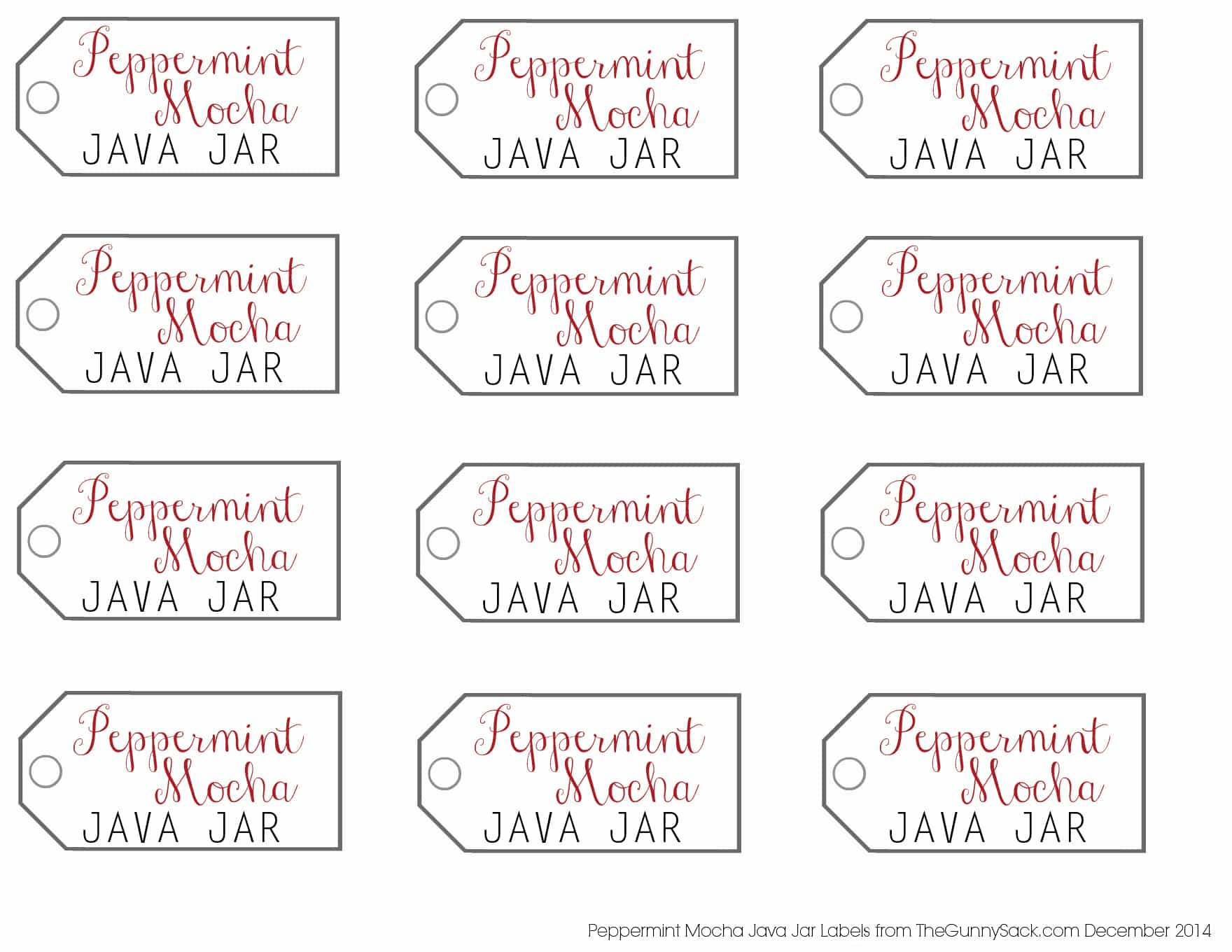 Peppermint Mocha Java Jar Tags