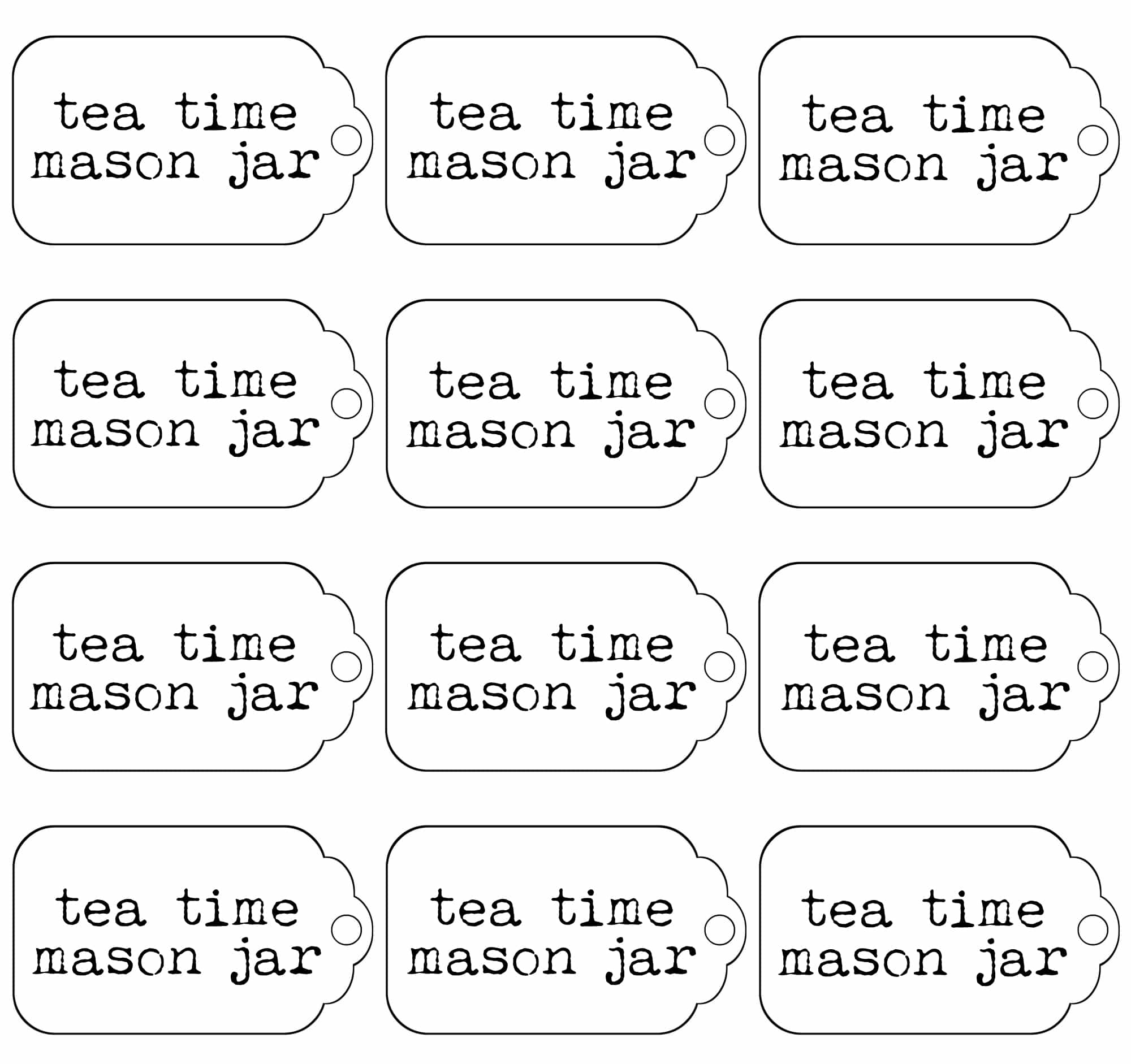 big tea time mason jar labels