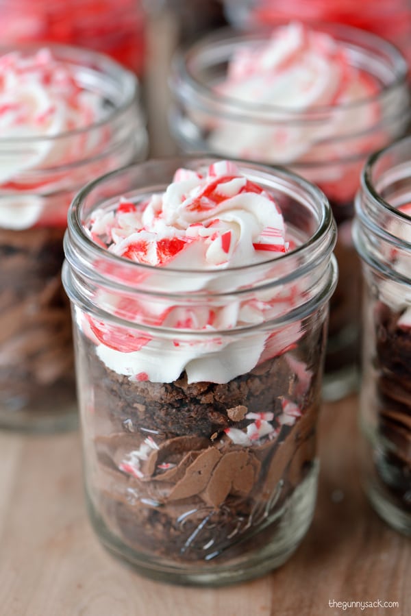 Candy Canes on Brownies In A Jar