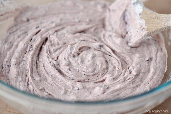 Two ingredient frosting chocolate chip fudge in bowl