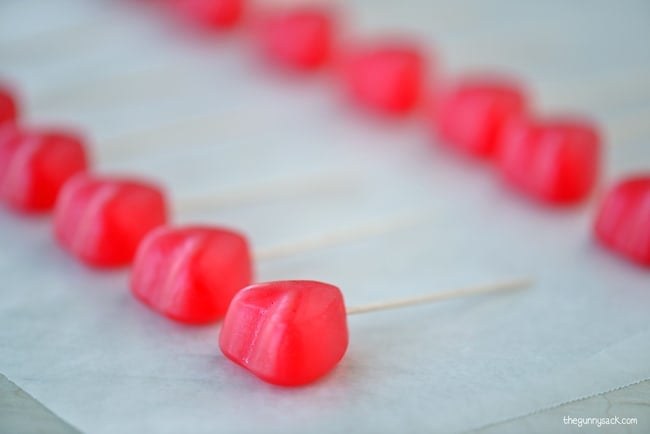 Gummy Hearts with Toothpicks