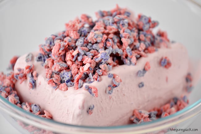 mix fruity pebble crunch into ice cream