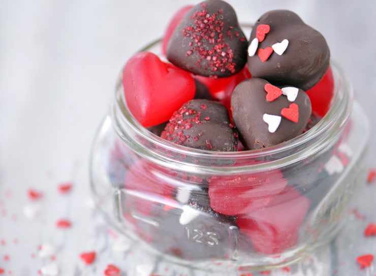 Jelly Hearts Covered With Chocolate