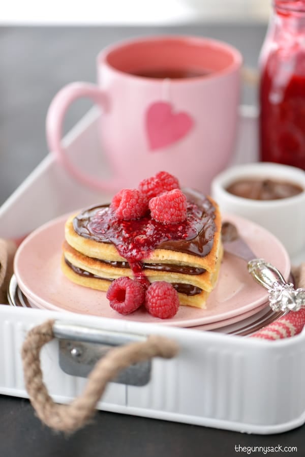 Heart Shaped Buttermilk Pancakes On Plate
