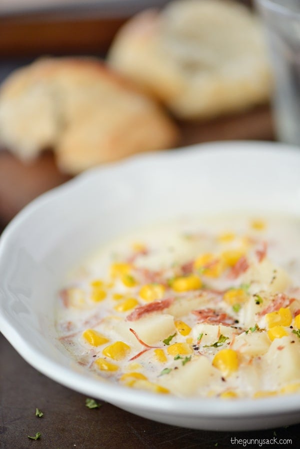 Slow Cooker Corn Chowder In Bowl