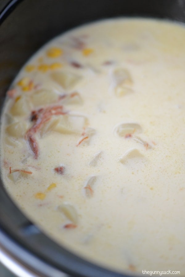 cooked ham and corn chowder in slow cooker