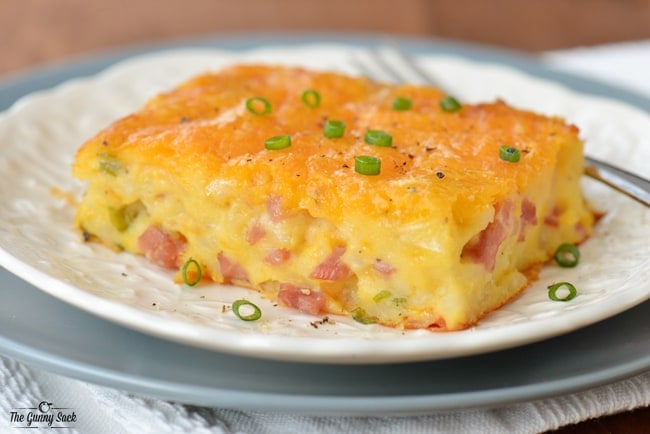 Ham and Potato Breakfast Casserole On Plate