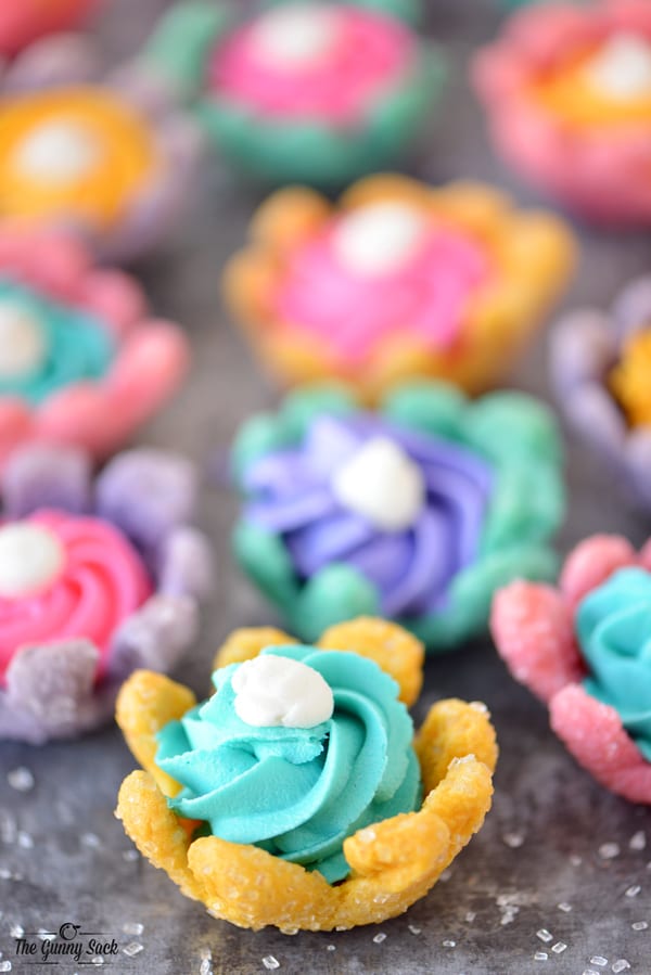 colorful flower cookie cups
