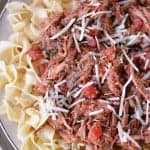 Slow Cooker Italian Roast Beef Over Pasta | thegunnysack.com