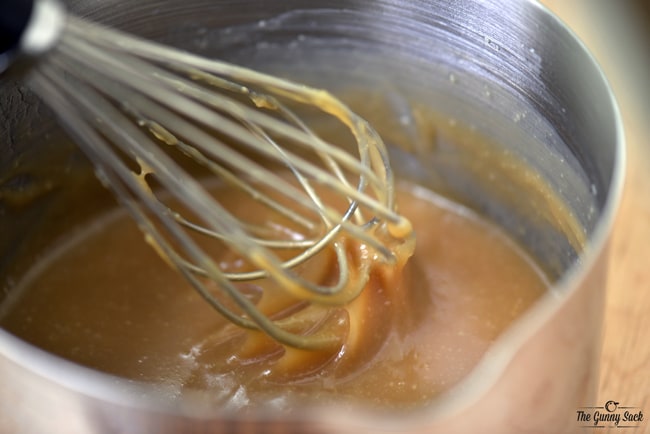 Maple Caramel Sauce being whisked