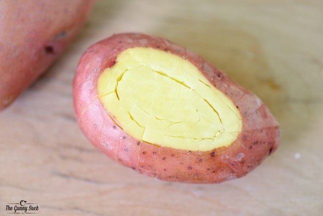 top view of sliced potato
