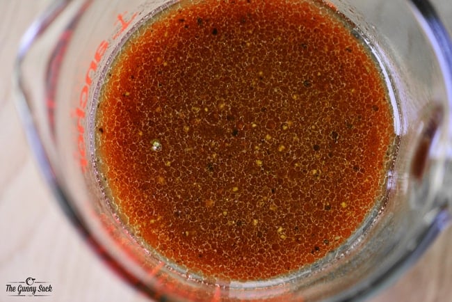 Homemade Stir Fry Sauce mixture in a glass pitcher