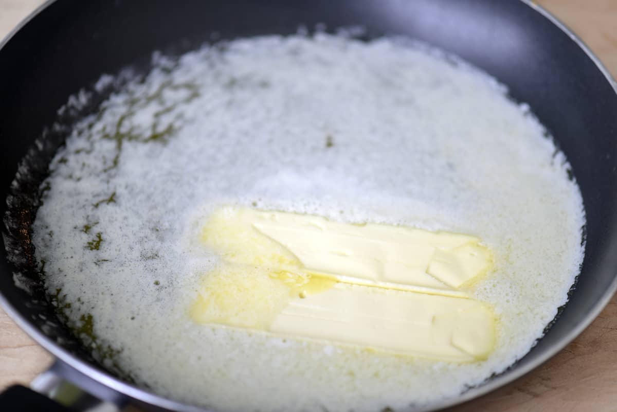 Brown butter in a skillet.